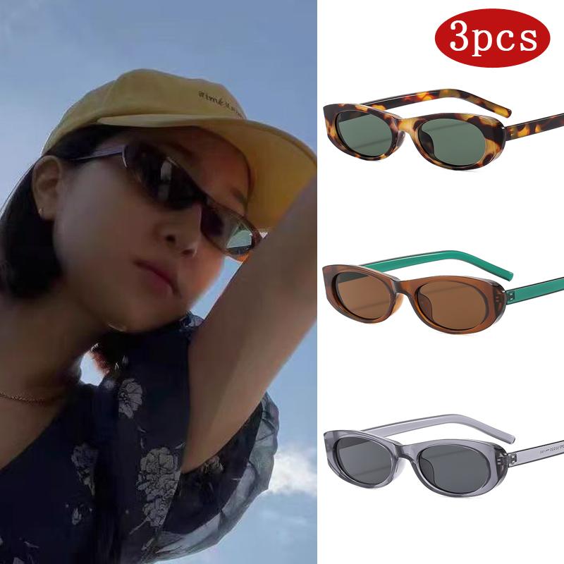 Protective Glasses 1/3pcs Vintage Small Frame Rectangle Female Sunglasses Colorful Frame Design Sun Glasses Outdoor UV400