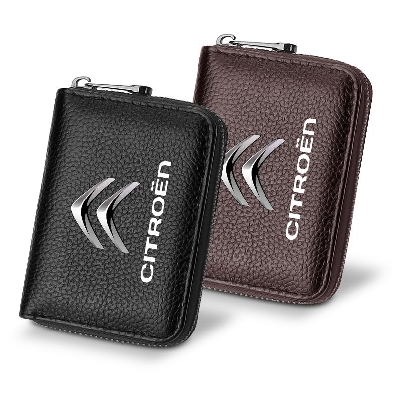 AEF3 1Pcs Leather Car Driver's License, ID Card, Bank Card Wallet For Citroen C1 C2 C3 C4 C5 X7 Berlingo Xsara C8 C4L DS3 DS4 DS5LS