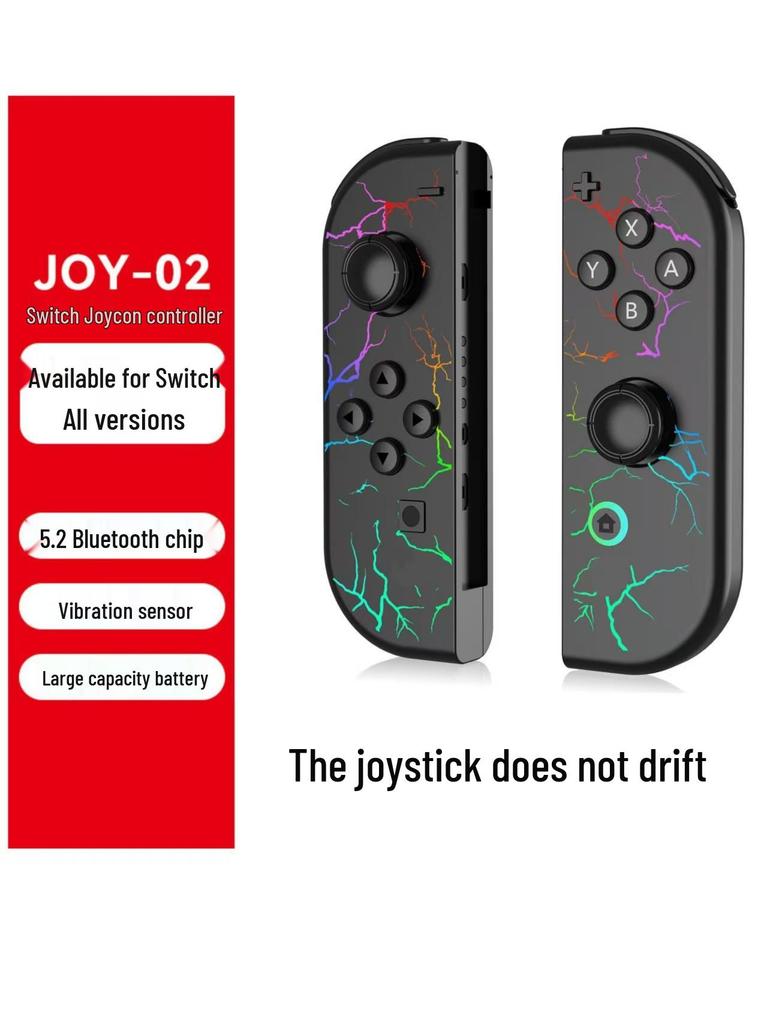 Colorful RGB Switch Joy-Con Left & Right Controllers with Wake-Up, Bluetooth 5.2, Vibration, and Motion Control.
