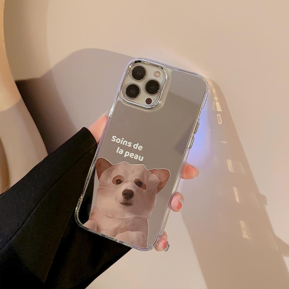 Niche Cute Facial Mask Cat and Dog 16 Suitable for IPhone14promax Apple 11 Couple 15 Mirror Mobile Phone Case 12