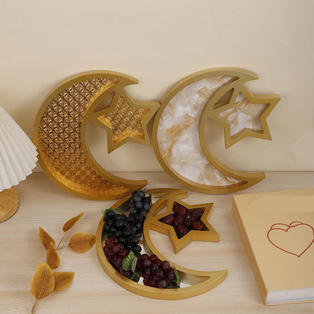 Vassoio decorativo a forma di luna e stella per esporre frutta, dessert e pasticcini, snack per le feste, decorazione per la tavola da pranzo