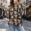 Women's Casual Polka Dot Christmas Print Top for Fall and Winter, Versatile Blouse