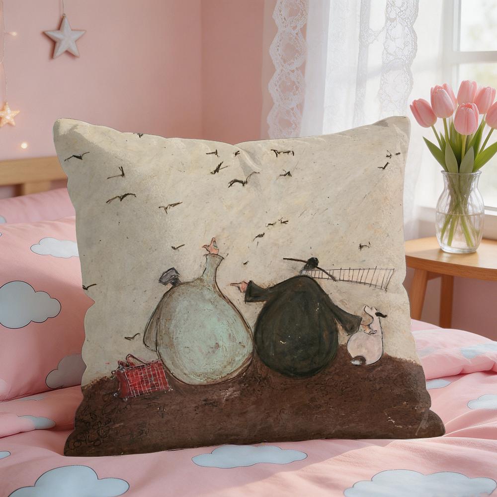 SSam Toft Art Retro Cushion Cover Square Short Plush Pillow Case Living Room Sofa Home Decor Funda X
