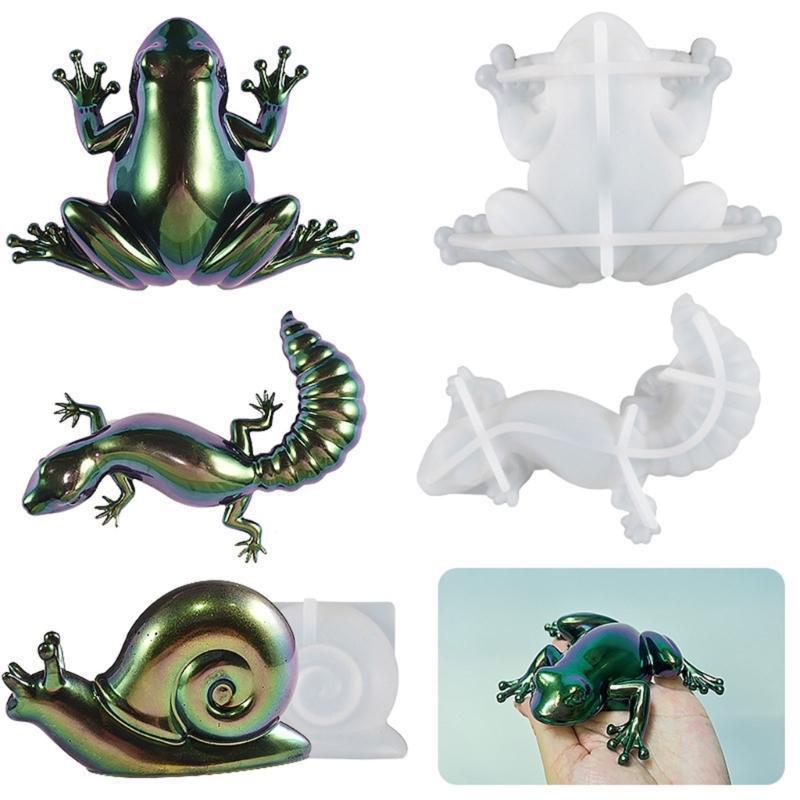 1 Pcs 3D DIY Crystal Glue Mold Easter Lizard Snail Animal Ornament Jewelry Silicone Mold New
