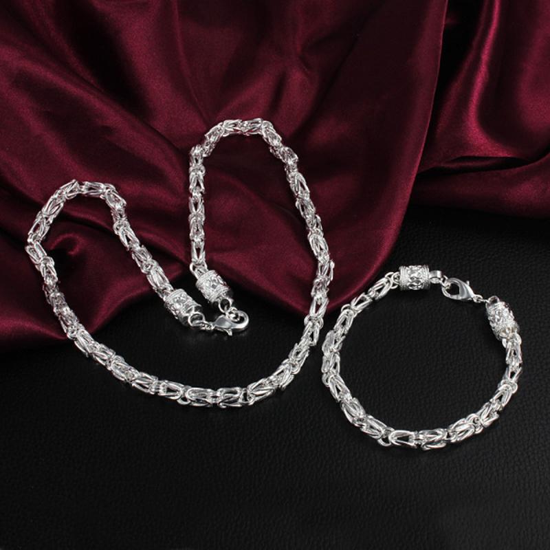 

Fashion classic Copper 6MM geometry chain necklace bracelet for man Party wedding Jewelry set fine Christmas gifts 50cm 20inches