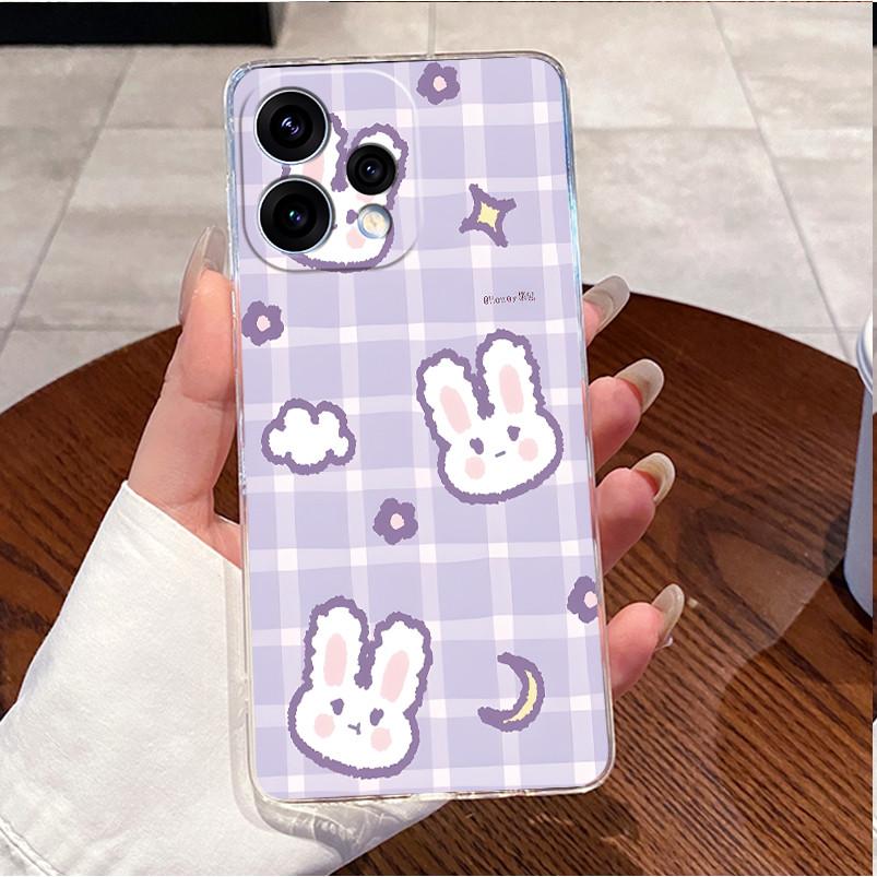 For Oppo Reno 15C 5G PMD110 Case Clear Luxury Cute Love Rabbit Funny Painting TPU Soft Silicone Casing For Oppo Reno15C 5G Cover