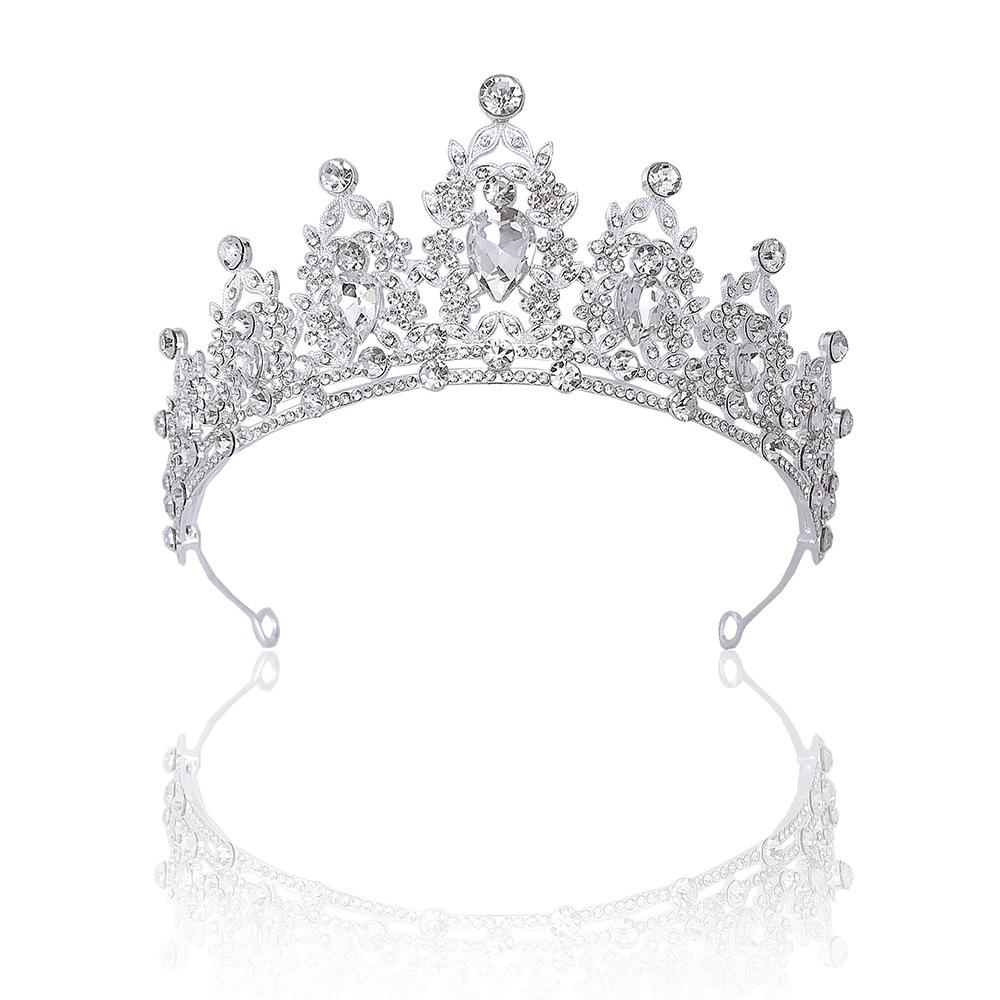 Noble Crystal Sparkling Diamond Bridal Tiara Alloy Crown Wedding Tiara Hair Accessories Banquet Evening Hair Tiara