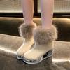 Fashion Women Snow Boots Wedges Plush Warm Anti Slip Comfortable Ankle Boots Fluffy Round Toe Platform Cotton Boots Winter Botas Mujer