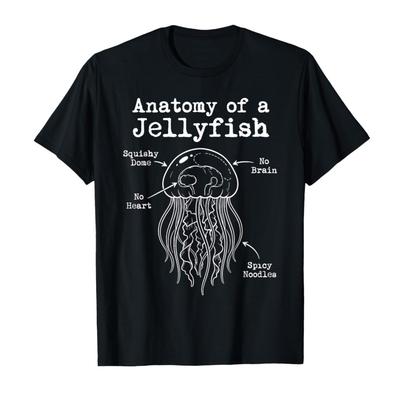 Anatomy of a Jellyfish Spicy Noodles Funny Marine Biology T-shirt For Men Women 100% Cotton T Shirts Short Sleeve Tops 0204-1...