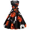 Amazon Fashion Halloween round Neck Print Lace Patchwork A- line Large Hem Mid-Length Sleeveless Vest Dress Women