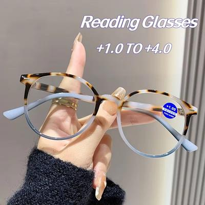 Anti Blue Light Portable Round Frame Reading Glasses High-definition Reading and Eye Protection Presbyopia Glasses  0 To+4.0