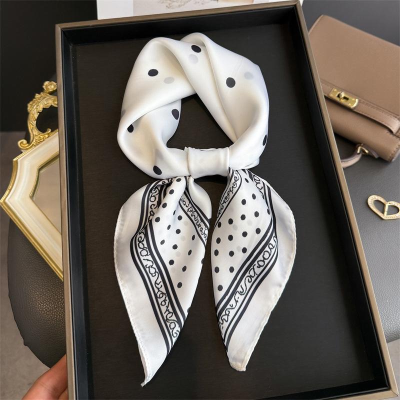 70Cm Dot Pattern Scarf Imitation Silk Square Scarf Women Neckerchief Female Luxury Square Scarves Satin Hijab Ribbon Bandana