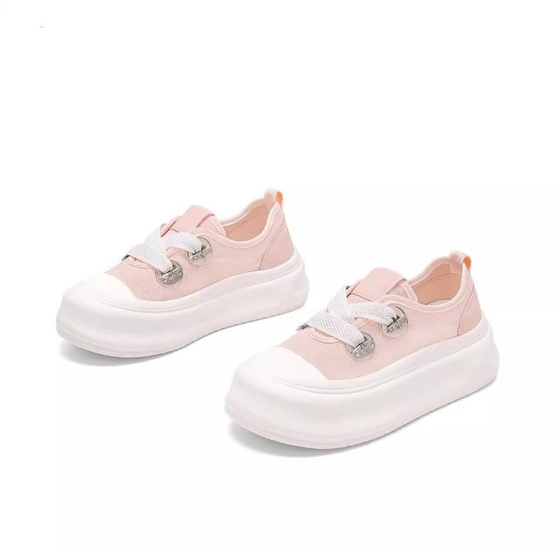 Fashion Casual White Shoes Women's Summer Thick Bottom Lace up Mesh Breathable All-Matching Casual Sports Board Shoes