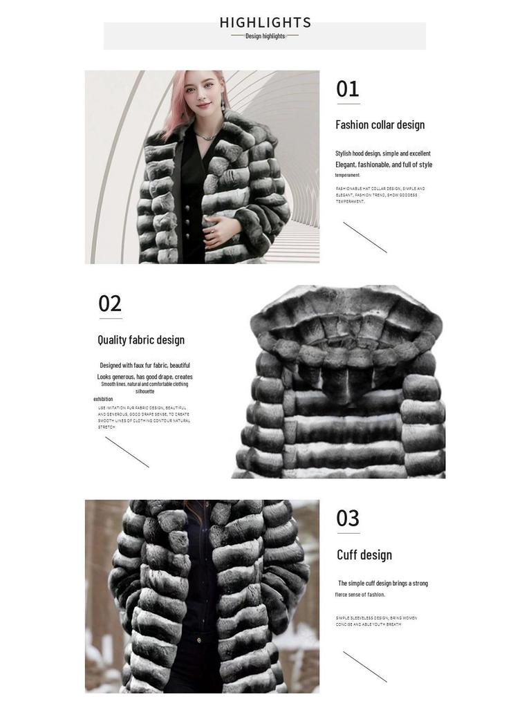 Eco-Friendly Women's Faux Fur Hooded Coat - Warm, Casual, Mid-Length Winter Jacket
