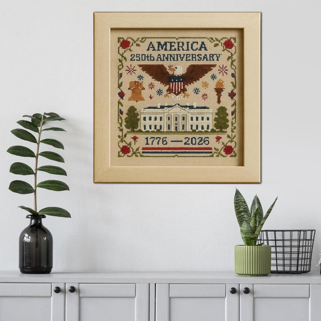 US 250th Anniversary Cross Stitch Kit Personalized Patriotic Cross Stitch Commemorative Embroidery for Beginners Stamped
