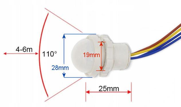 Rosfix Sensore di Movimento PIR 230V – Accensione Automatica dell'Illuminazione | Portata 4m–6m | Sensore di Luminosità Integrato