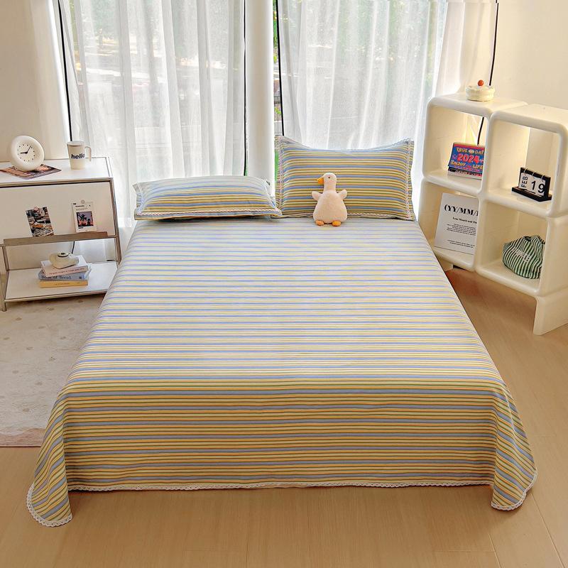 Nantong Wholesale Skin-friendly Cotton Sheets Single Piece Solid Color Washed Cotton Quilt Single Item Single Student Dormitory Polished Kang Single
