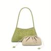 Borsa intrecciata in pelle PU francese, borsa a spalla da donna, borsa sottospalla, borsa retrò in pelle conciata al vegetale, borsa da mamma da donna, da donna