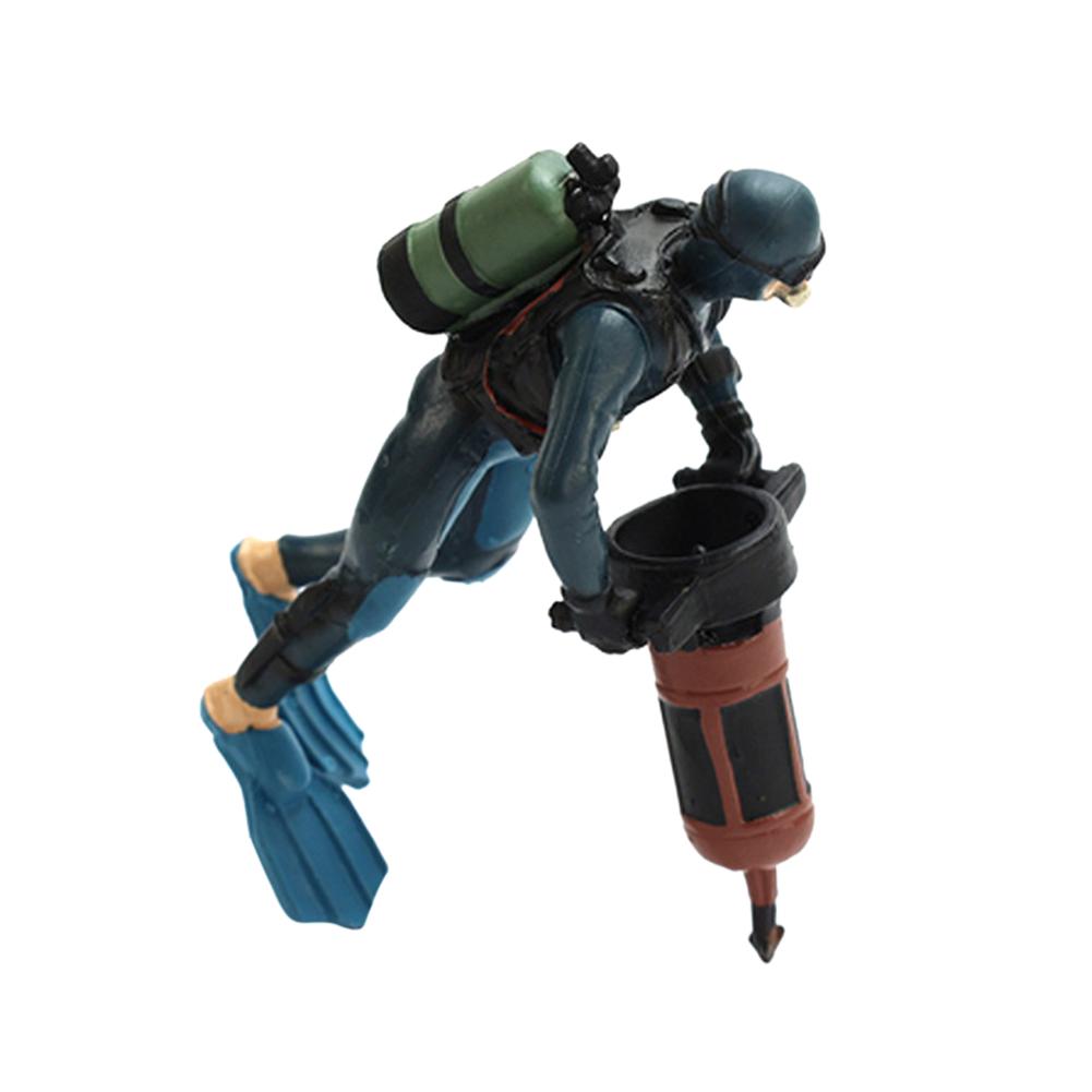 Treasure Chest Hunter Diver Action Figure Fish Tank Ornament Air Bubbler Movement Aquarium Undersea Landscape Decorations
