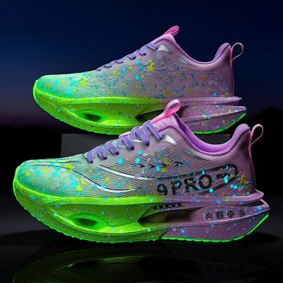 Professional Carbon Plate Marathon Men's Running Shoes Breathable Lightweight Comfortable Non Slip Night Light Sports Shoes