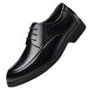 Large Size Black Lace-up Four-season Leather Shoes Dress Work Non-slip Round Head Business Dad Shoes Retro Style