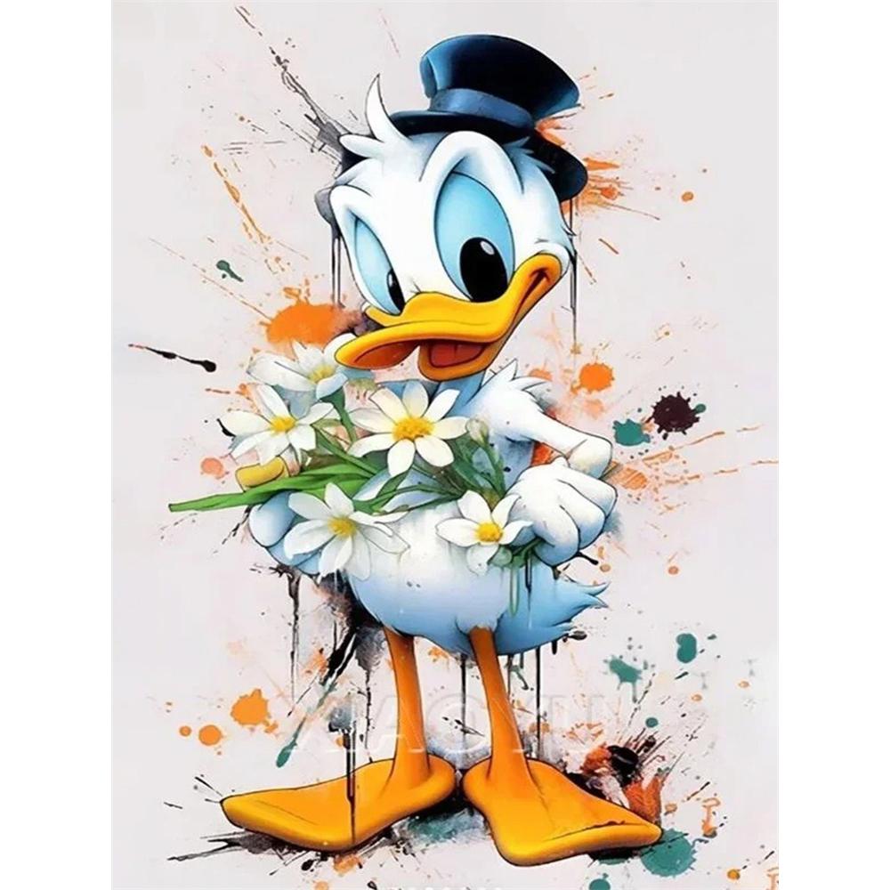 

Disney 5D DIY Diamond Painting Decorations Donald Duck Watercolor Bouquet Theme Art Painting Diamond Embroidery Rhinestone Cross Stitch Set Handmade Round 20x30cm