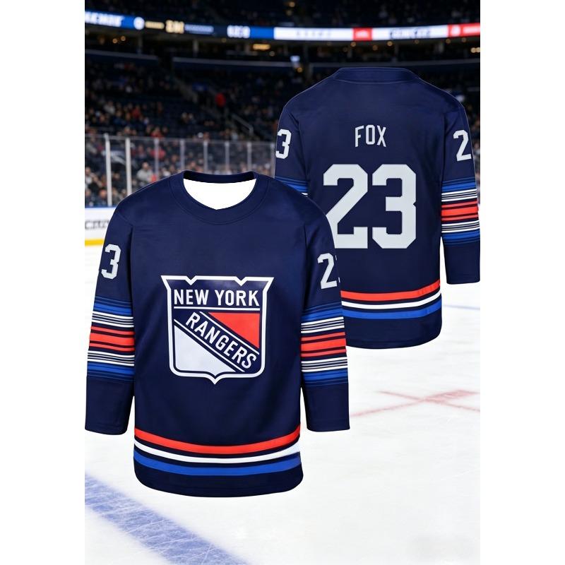 Neuer Herren Eishockey Trainingsanzug - Raptor 3D-Druck - Schnelltrocknend, Feuchtigkeitsableitend, Marineblaue Farbe - Langarm-Oberteil Kinder
