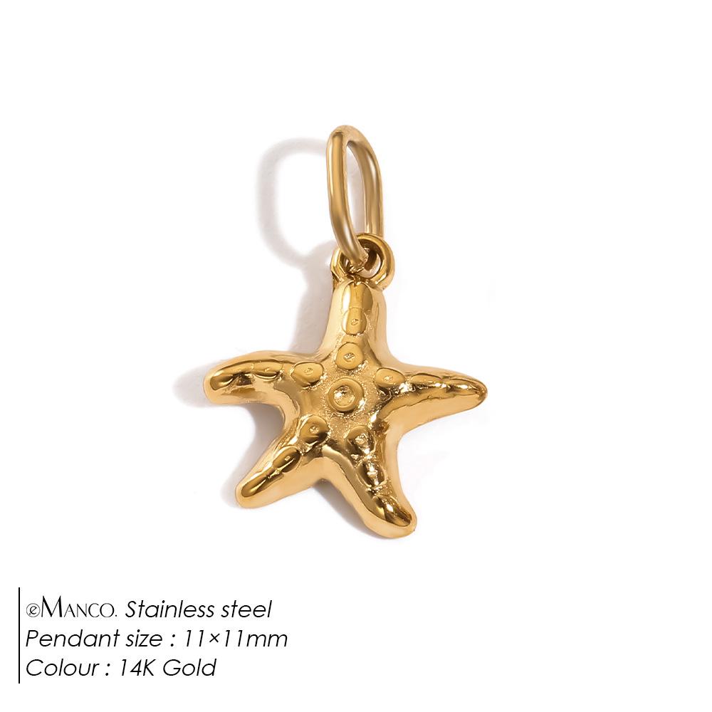 eManco Ocean Series Double-Sided Striped Fish Pendant - Stainless Steel Handmade Charm 14K Gold
