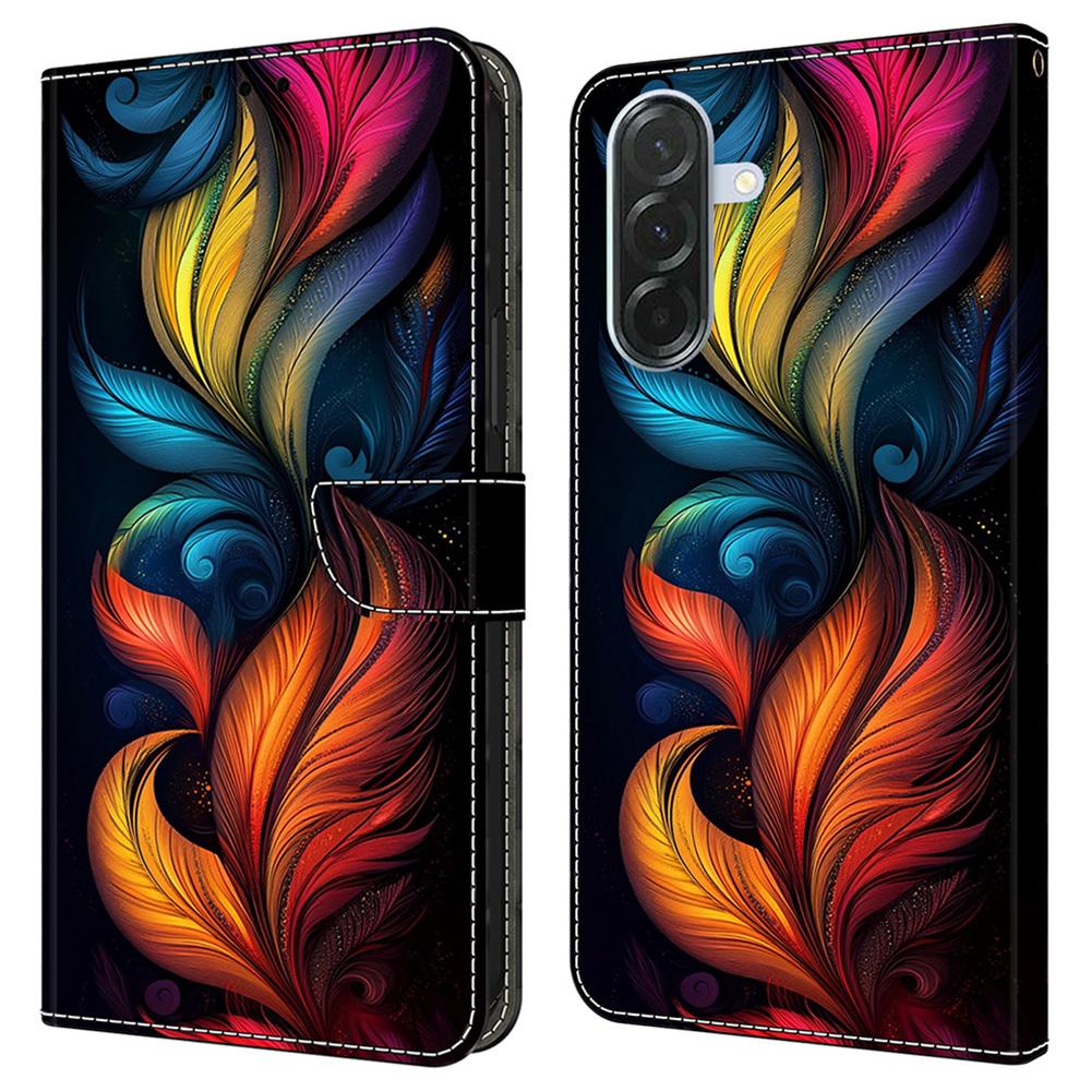 Kožené pouzdro pro Samsung Galaxy A16 5G/4G s potiskem vzoru, peněženkou a stojánkem, flipový kryt na telefon