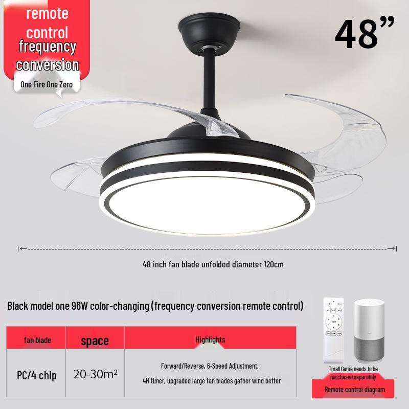 Nordic Luxury Smart Chandelier with Invisible Ceiling Fan for Living Room, Bedroom, and Dining Room.