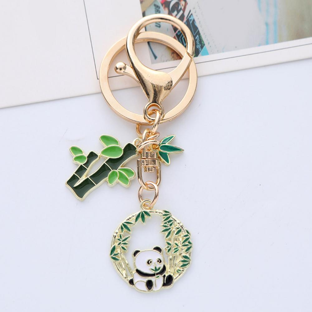 New Year Keychain Panda Bamboo Wreath Pendant Polished Lobster Clip Lightweight Shoulder Bag Schoolbag Decoration Pendant Keyrin