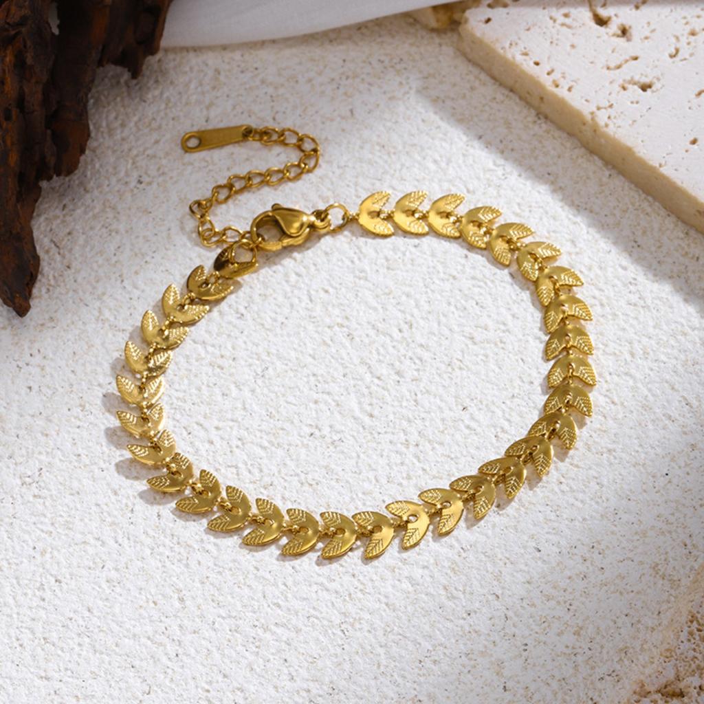 Luxus Goldfarbenes Fischschwanz-Armband - Edelstahlschmuck für Damen, Hypoallergenes Geschenk & Party Armreifen Zubehör