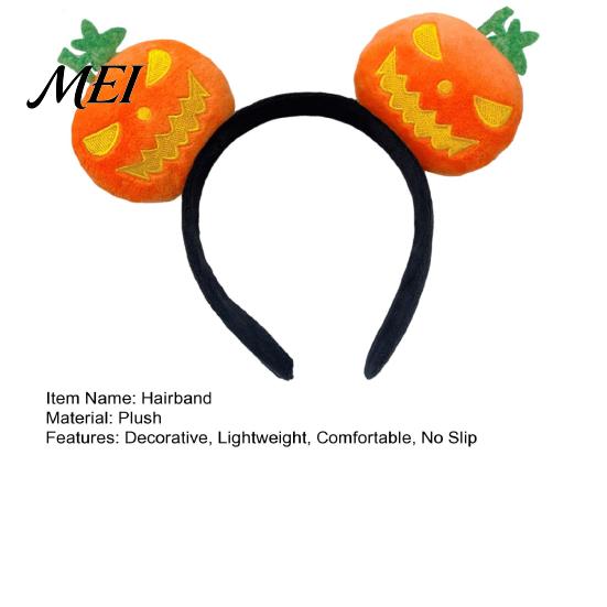 Holiday Headwear for Kids Adults Halloween Plush Pumpkin Headband, Fuzzy Orange Ghost Face Cute Headpiece Hair Accessories Women Costume Cosplay Theme
