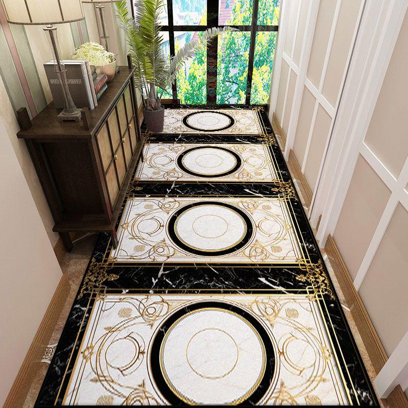 Europäischer Luxus Langer Flur Teppich Marmor Dekoration Wohnzimmer Läufer Teppich Hotel Halle Treppe Durchgangsmatten Anpassbar
