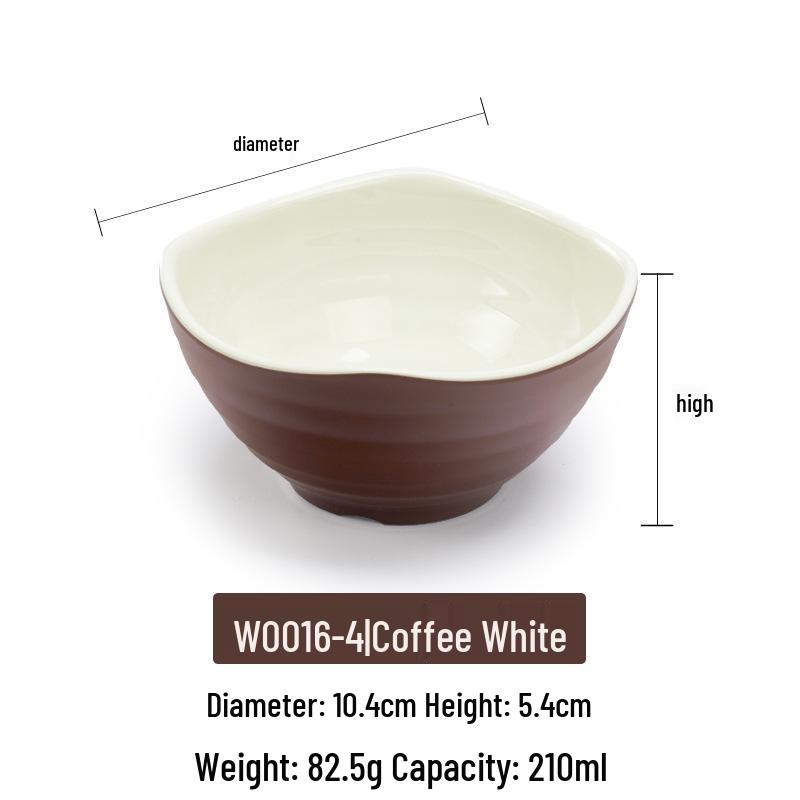Melamine Imitation Porcelain Square Plastic Bowl for Restaurants and Hotels - Perfect for Fast Food, Barbecue, Bibimbap, and Desserts.