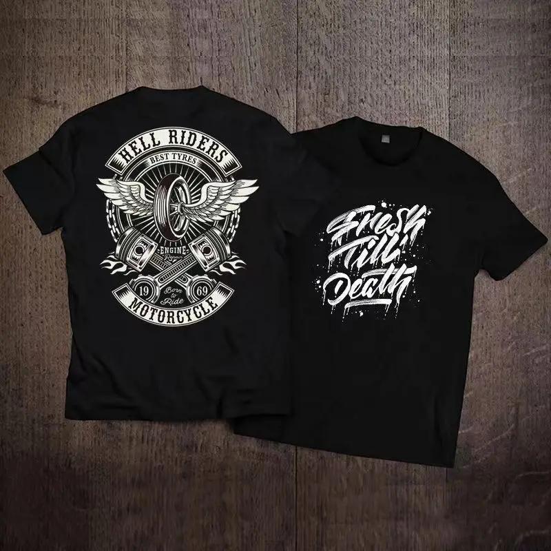 Summer Men's T-shirt Short Sleeved European and American Hip-hop Skull Casual Punk Men's Pure Cotton Short Sleeved T-shirt
