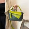 Geometric folding shoulder bag women's new splicing contrasting color messenger bag large-capacity textured handbag