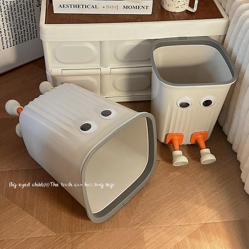 Cute Cartoon Eye Design Trash Can Home Office Bedroom Living Room - Plastic Waste Bin With Feet