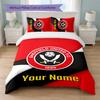 Sheffield United FC Individuelles Namens-Text Bettwäscheset 1 Bettbezug+2 Kissenbezüge Fußball-Logo Personalisierte Geschenkidee für besonderen Anlass Schlafzimmerdekoration