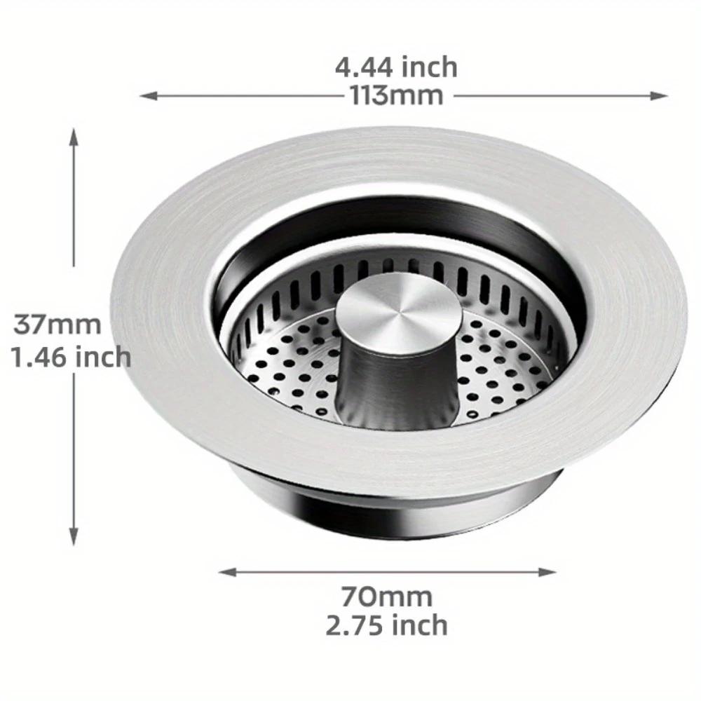 1pcs Stainless Steel Filter Screen Bounce Core Universal Press Type Sink Kitchen Sink Vegetable Washing Basin