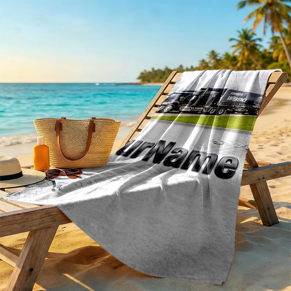 Kw Heavy Trucks Customize Your Name Beach Towel Quick-Dry Soft Microfiber Perfect for Traveling Yoga Camping and Swimming