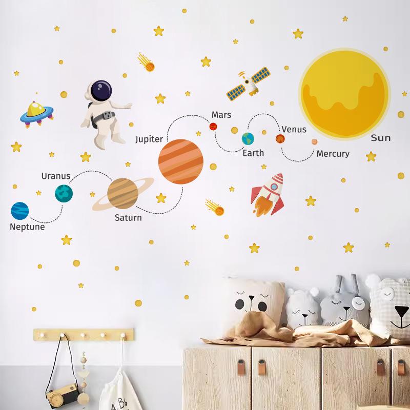 Cosmic Planet Wall Stickers Space Planet Rocket Astronaut Kindergarten Wall Decoration Children's Wall Stickers