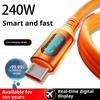 1Pcs 240W Usb Type C Led Digital Display Cable 6A Usbc To Type C Fast Charging For Huawei Charge Cord Accessories