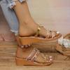 Fashion Women Wedges Slippers Summer Platform High Heels Shoes Round Toe Comfortable Slippers Outdoor Beach Luxury Sandals Slides Women