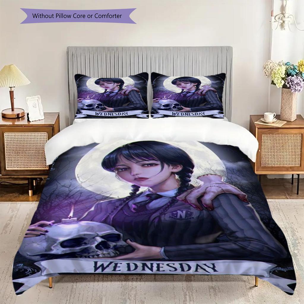 Midnight Whispers Shadows Three-piece set (1 * duvet cover + 2 * pillowcase, without core) 2D Flat Duvet cover and pillowcase Soft and comfortable