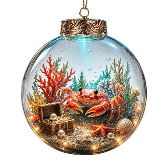 Reusable Lightweight Holiday Hanging Decor Ocean Animal Christmas Ball Ornament, 3D Marine Life Decoration, Unique Tree Baubles Beach Coastal