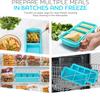 Silicone Freezer Tray With Lid-Soup Freezer Container molds-Large Ice Cube Tray Set Makes 1-Cup & 2-Cup Portions Cubes