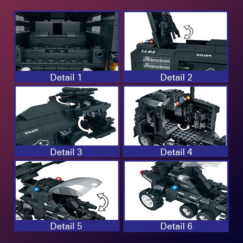 WOMA TOYS C0552A Factory SWAT Corps Anti Riot Force Police Car Small Plastic Building Blocks Bricks Set