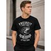 Men's Black Short Sleeve Crew Neck T-Shirt with Vintage German Fishing Graphic, Soft Cotton Blend for Casual Outdoor Wear and Angling Enthusiasts