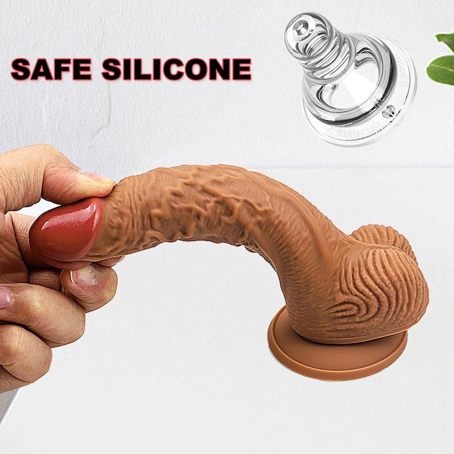Skin Feeling Realistic Liquid Silicone Penis Soft Sexy Dildo with Suction Cup Female Masturbator Vaginal Adult Sex Toys for Woman